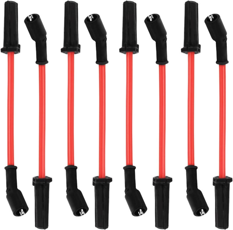 Ntoauto 9748HH Spark Plug Wire Set Compatible with 99-06 sliverado Sierra Tahoe Yukon, 10mm Spark Plug Wires Set Without Heat Sheild (Red) - Image 1